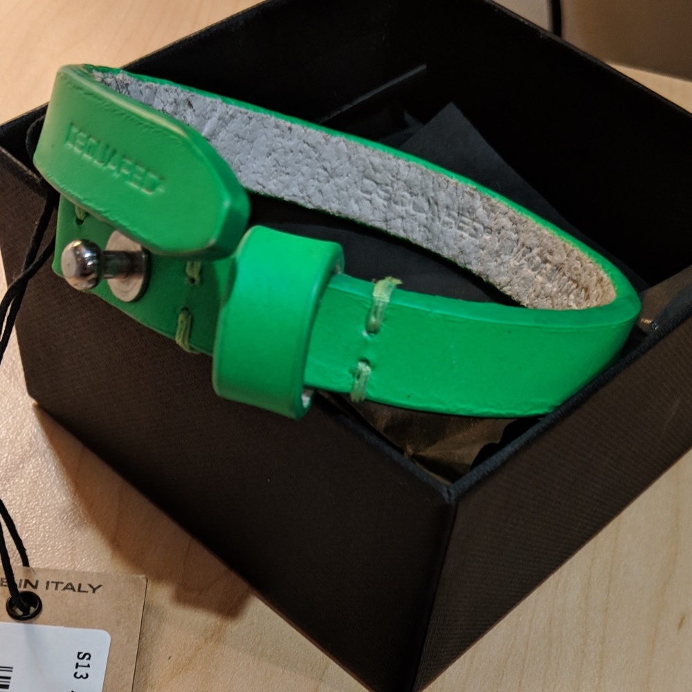 Dsquared2 Mens Neon Green Leather Bracelet NEW!